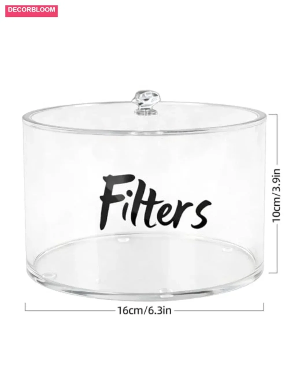 Acrylic Coffee Filter Holder with Lid, Clear Storage Dispenser for Kitchen